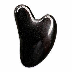 Gua sha z černého obsidiánu tvar srdce - délka cca 8 cm