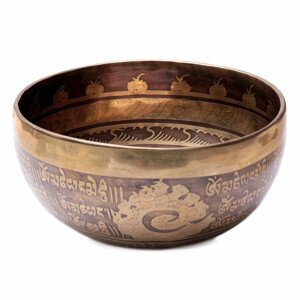 Tibetská bronzová zpívající mísa gravírovaná 14 cm - 14 cm