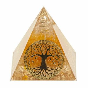 Orgonit pyramida Strom života s citrínem - 5 x 5 x 5,6 cm