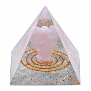 Orgonit pyramida Anděl strážný v akvamarínu - 5 x 5 x 5 cm