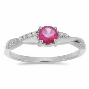 Prsten stříbrný s Pink topazem a zirkony Ag 925 012722 PT - 57  mm (US 8), 2,3 g