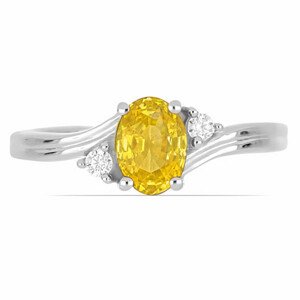 Prsten stříbrný s broušeným žlutým safírem a zirkonem Ag 925 026295 YS - 52 mm (US 6), 2,6  g