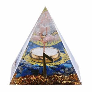 Orgonit pyramida se sodalitem Runa Laguz - 6 x 6 x 6,2 cm