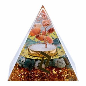 Orgonit pyramida s mechovým achátem Runa Jera - 6 x 6 x 6,2 cm