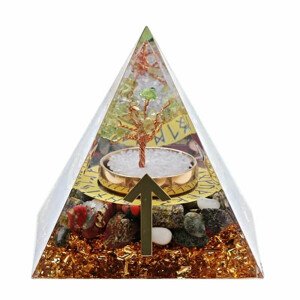 Orgonit pyramida s dračím kamenem Runa Teiwaz - 6 x 6 x 6,2 cm