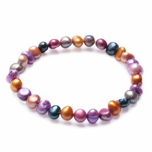 Veselý náramek z barevných perel - obvod cca 16 až 22 cm