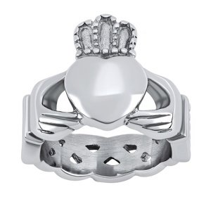 Ocelový prsten Claddagh - AKCE velikost obvod 57 mm