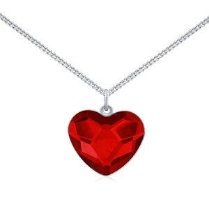 Stříbrný náhrdelník se Swarovski® Crystals srdce červené