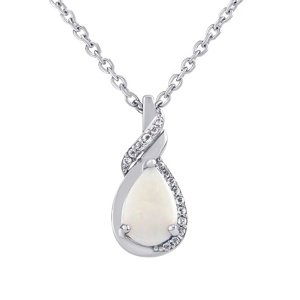 Stříbrný náhrdelník Derica s pravým bílým opálem a čirým topazem
