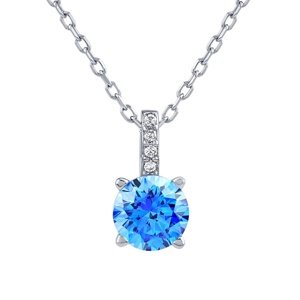 Stříbrný náhrdelník se světle modrými Swarovski® Zirconia 7 mm