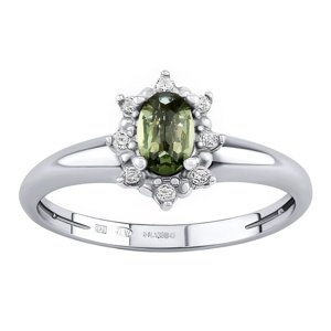 Stříbrný prsten Lina s pravým vltavínem a Brilliance Zirconia velikost obvod 54 mm