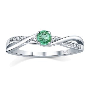 Stříbrný prsten s pravým Smaragdem a Brilliance Zirconia velikost obvod 56 mm