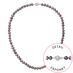 Perlový náhrdelník z říčních perel se zapínáním z bílého 14 karátového zlata 822001.3/9272B dk.peacock,Perlový náhrdelník z říčních perel se zapínáním