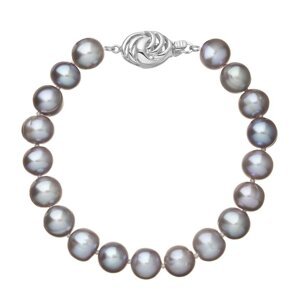 Perlový náramek z říčních perel se zapínáním z bílého 14 karátového zlata 823010.3/9265B grey,Perlový náramek z říčních perel se zapínáním z bílého 14