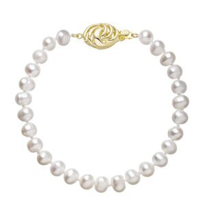 Perlový náramek z říčních perel se zapínáním ze 14 karátového zlata 923001.1/9265A bílý,Perlový náramek z říčních perel se zapínáním ze 14 karátového