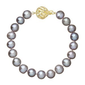 Perlový náramek z říčních perel se zapínáním ze 14 karátového zlata 923010.3/9264A grey,Perlový náramek z říčních perel se zapínáním ze 14 karátového