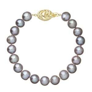 Perlový náramek z říčních perel se zapínáním ze 14 karátového zlata 923010.3/9265A grey,Perlový náramek z říčních perel se zapínáním ze 14 karátového