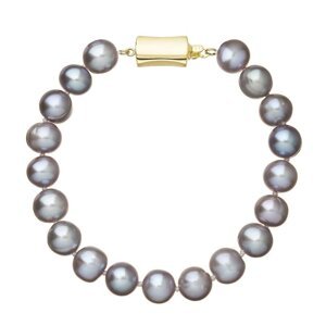 Perlový náramek z říčních perel se zapínáním ze 14 karátového zlata 923010.3/9267A grey,Perlový náramek z říčních perel se zapínáním ze 14 karátového