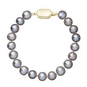 Perlový náramek z říčních perel se zapínáním ze 14 karátového zlata 923010.3/9269A grey,Perlový náramek z říčních perel se zapínáním ze 14 karátového
