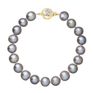Perlový náramek z říčních perel se zapínáním ze 14 karátového zlata 923010.3/9270A grey,Perlový náramek z říčních perel se zapínáním ze 14 karátového