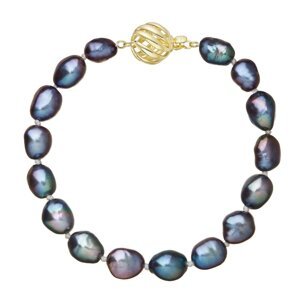 Perlový náramek z říčních perel se zapínáním ze 14 karátového zlata 923011.3/9264A peacock,Perlový náramek z říčních perel se zapínáním ze 14 karátové