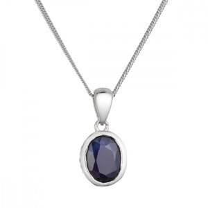 Stříbrný náhrdelník s pravým minerálním kamenem temně modrý 12087.3 dark sapphire,Stříbrný náhrdelník s pravým minerálním kamenem temně modrý 12087.3
