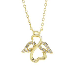 Zlatý náhrdelník čirý s krystaly Swarovski Elements Anděl Krystal