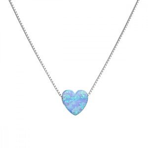 Stříbrný náhrdelník se syntetickým opálem světle modré srdce 12048.3 Lt. Blue s. Opal,Stříbrný náhrdelník se syntetickým opálem světle modré srdce 120