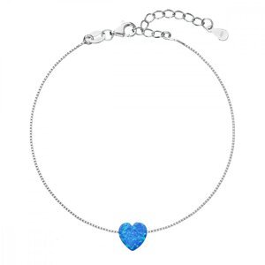 Stříbrný náramek se syntetickým opálem modré srdce 13018.3  Blue s. Opal,Stříbrný náramek se syntetickým opálem modré srdce 13018.3  Blue s. Opal