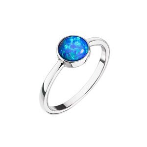 Stříbrný prsten se syntetickým opálem modrý kulatý 15001.3 54,Stříbrný prsten se syntetickým opálem modrý kulatý 15001.3 54