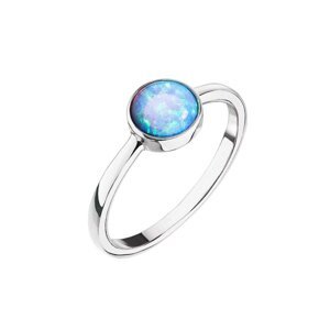 Stříbrný prsten se syntetickým opálem světle modrý kulatý 15001.3 52,Stříbrný prsten se syntetickým opálem světle modrý kulatý 15001.3 52