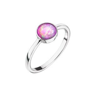 Stříbrný prsten se syntetickým opálem růžový kulatý 15001.3 54,Stříbrný prsten se syntetickým opálem růžový kulatý 15001.3 54