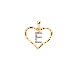Zlatý přívěsek písmenko E v srdci