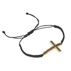 Ochranný náramek Zlatý kříž s černými kamínky